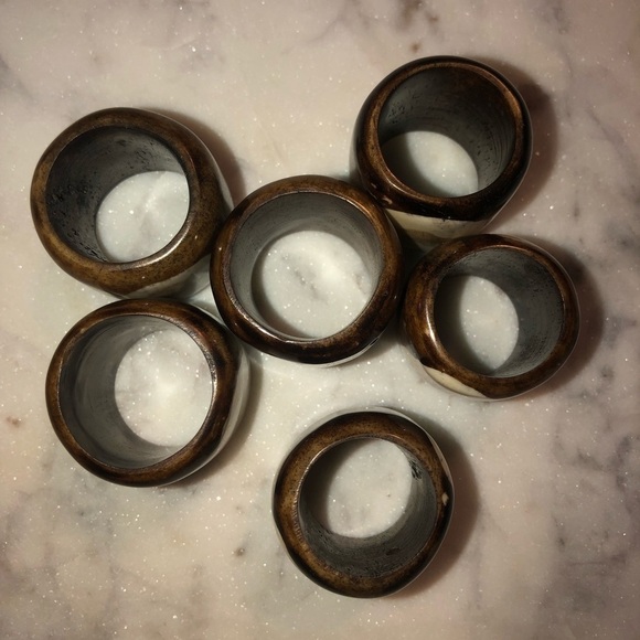 VTG Camel Bone Napkin Rings Napkin Holders Ethically Harvested Bone 1.2” x 1.1” - Picture 3 of 6